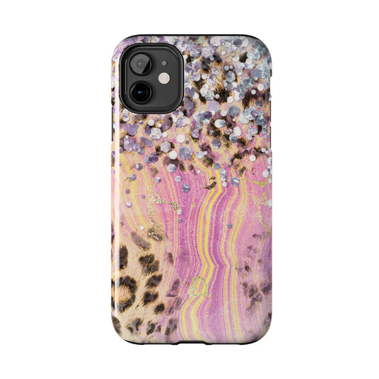 Crystal Glam Leopard - iPhone Series Case with Glitter and Gem Accents