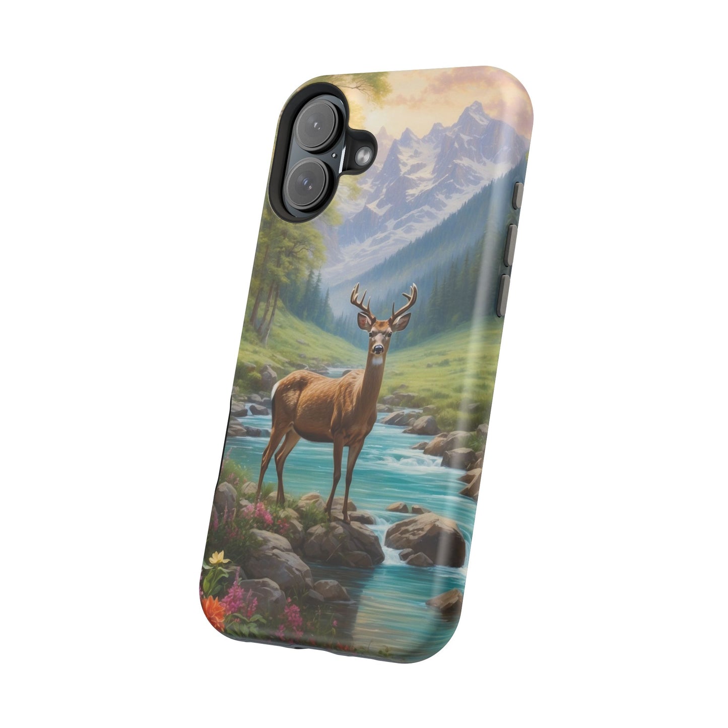 Alpine Serenity – Stag in Mountain Bliss MagSafe iPhone Cases