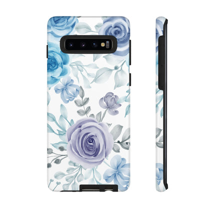 Elegant Blue & Violet Roses Samsung Galaxy Case – Artistic Floral Design for Stylish Protection