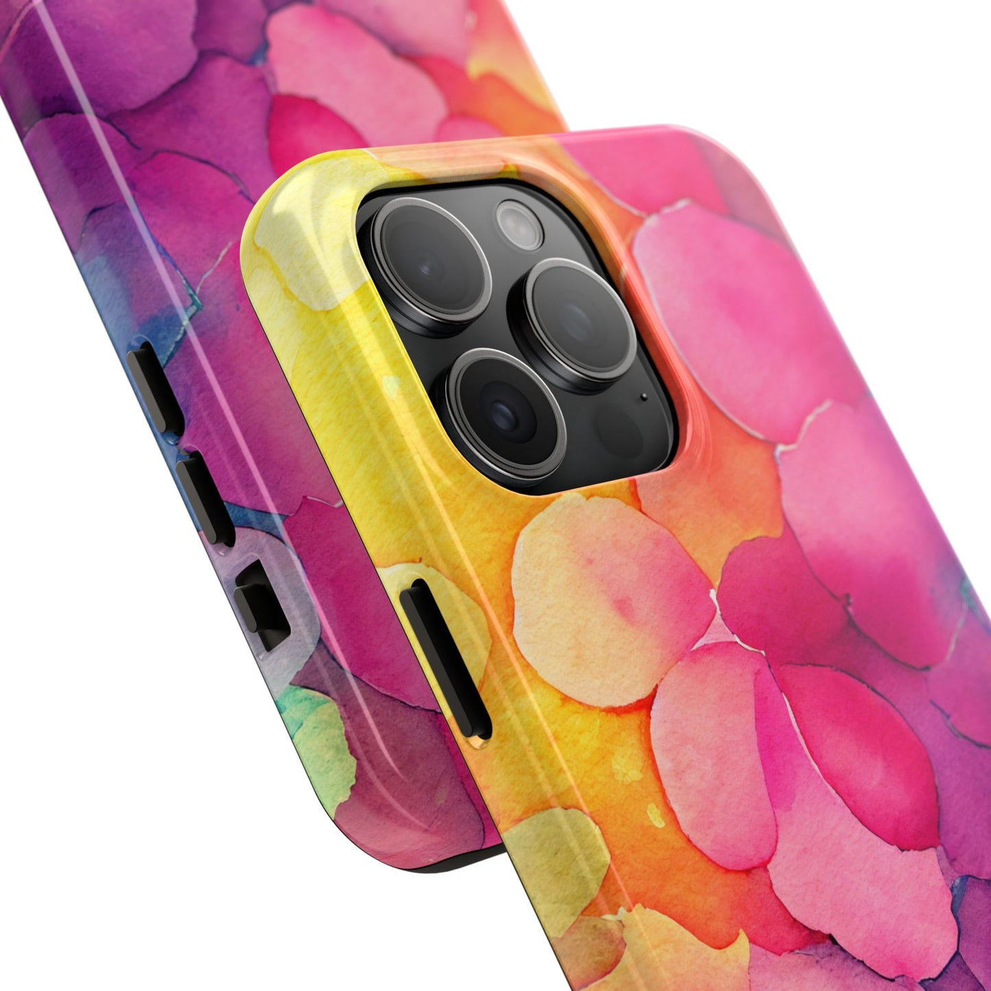 Sunset Petals Watercolor iPhone Case – Slim Design, Glossy Finish