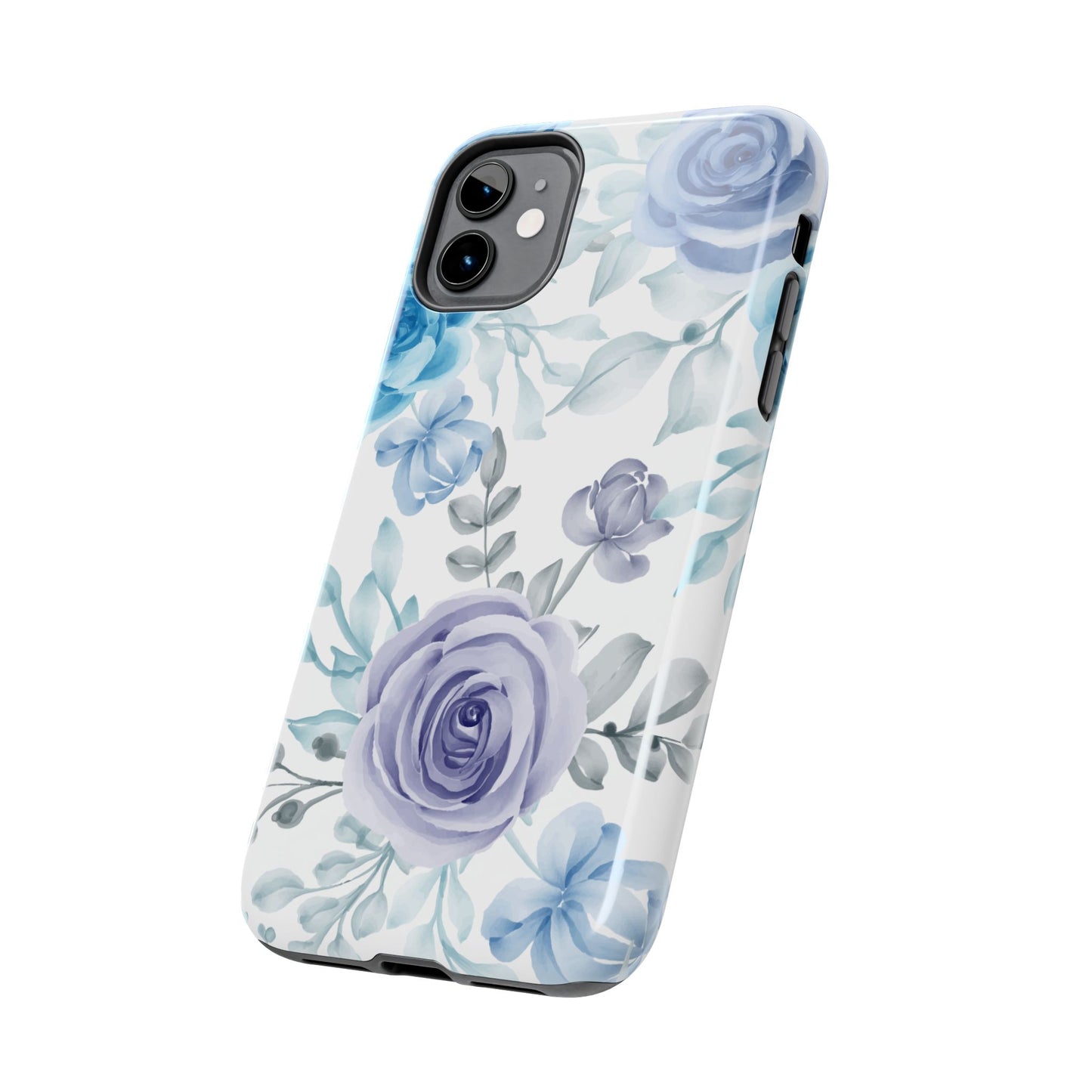 Elegant Blue & Violet Roses iPhone Case – Luxurious Floral Design for Chic Device Protection