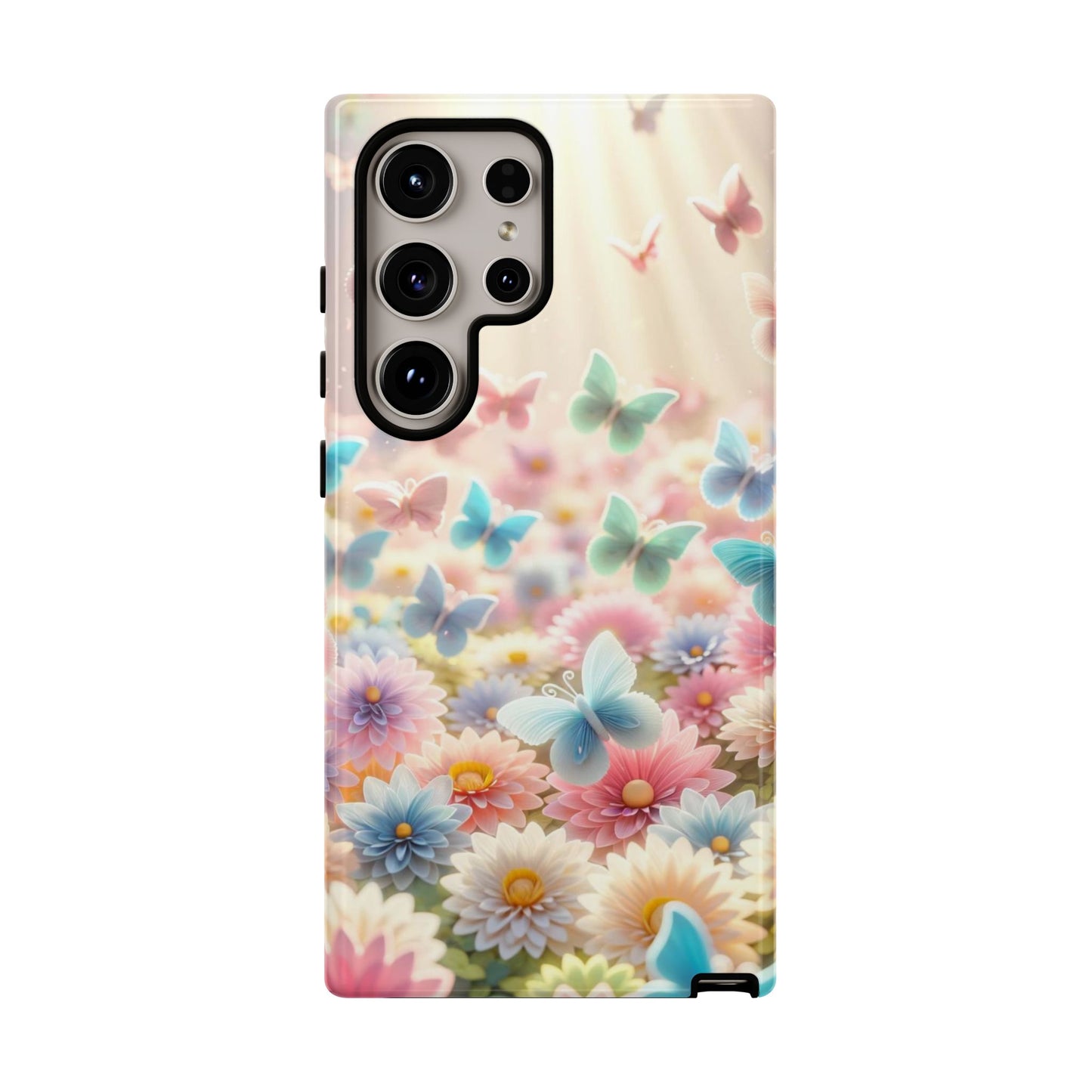 Butterfly Blossom Samsung Case - Pastel Floral Protective Cover