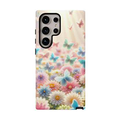 Butterfly Blossom Samsung Case - Pastel Floral Protective Cover