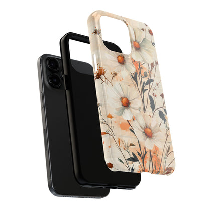 Pastel Orange Floral iPhone Case - Elegant Plaid Protective Cover