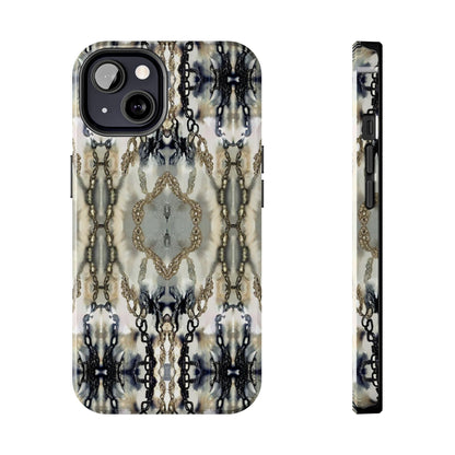 Abstract Marble - Metal Chain Pattern iPhone Case - Chic Protective Cover