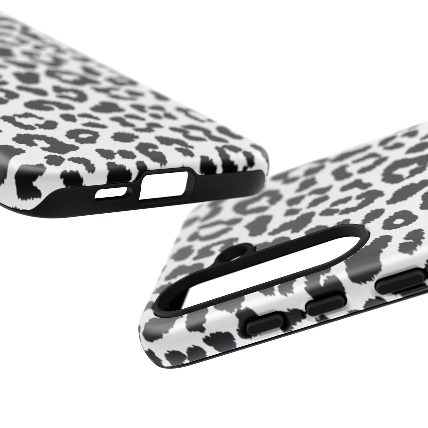 Monochrome Leopard Print Tough Samsung Galaxy Case – Classic Black and White Design with Dual-Layer Protection