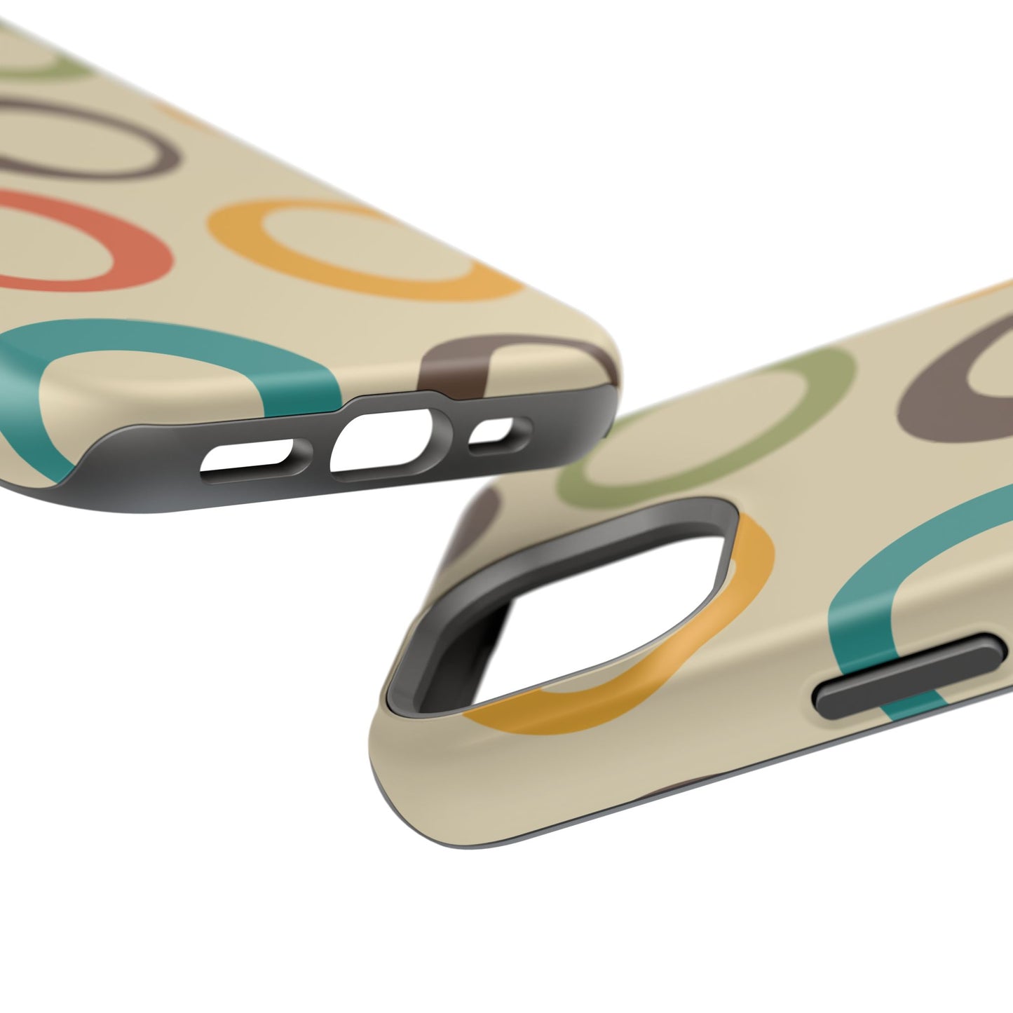 Retro Colorful Rings MagSafe iPhone Case – Shockproof, Matte Finish, Dual-Layer Protection