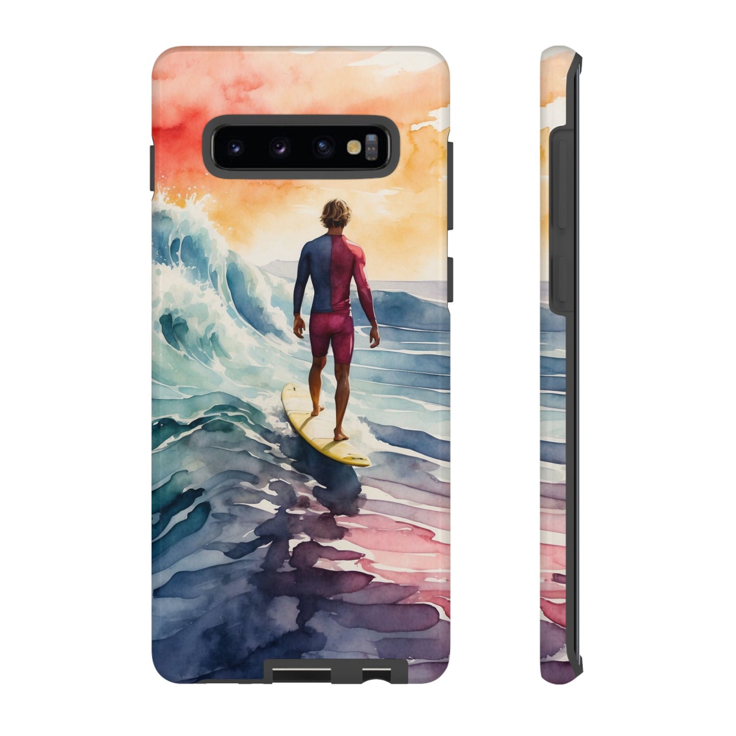 Surfer’s Sunset Wave Samsung Galaxy Case – Vibrant Watercolor Design