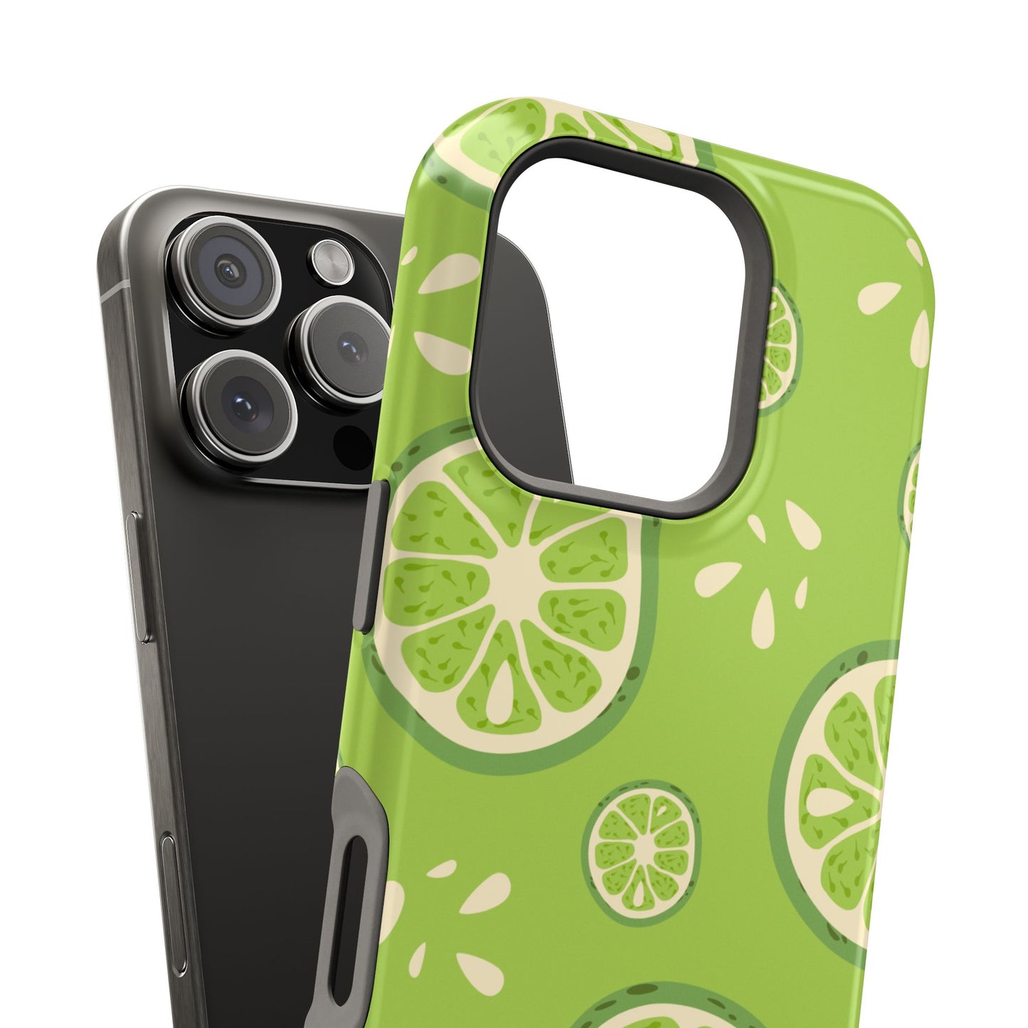 Zesty Lime Splash Tough MagSafe iPhone Case – Fresh Citrus Design, Dual-Layer Protection