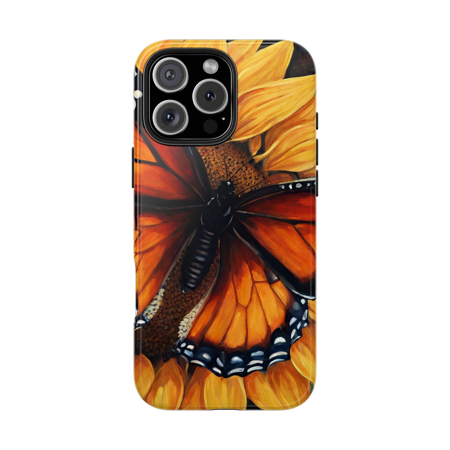 Monarch Butterfly & Sunflower Art – iPhone Case