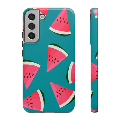 Watermelon Bliss Samsung Galaxy Case – Vibrant Summer Fruit Design on Teal Background