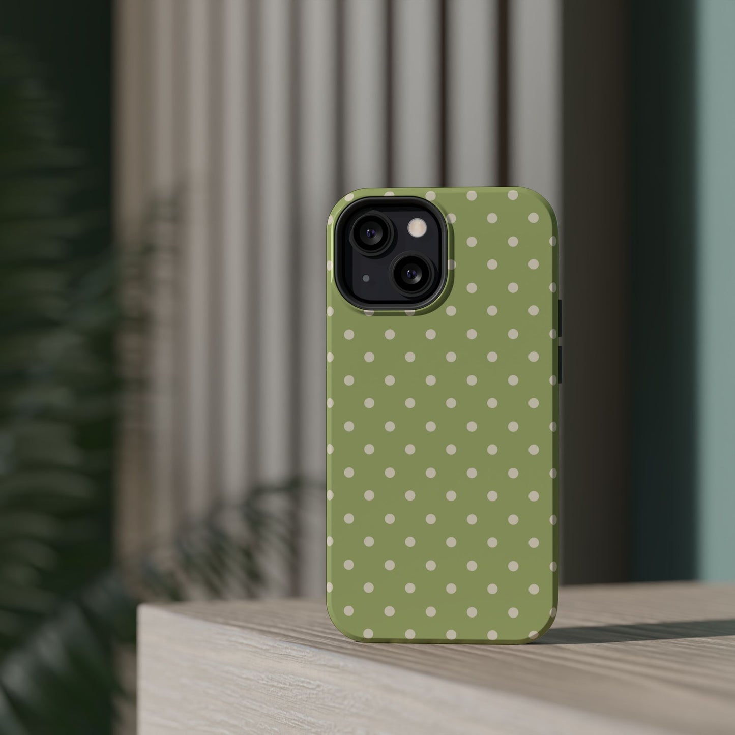 Sage Green Polka Dots – MagSafe iPhone Case