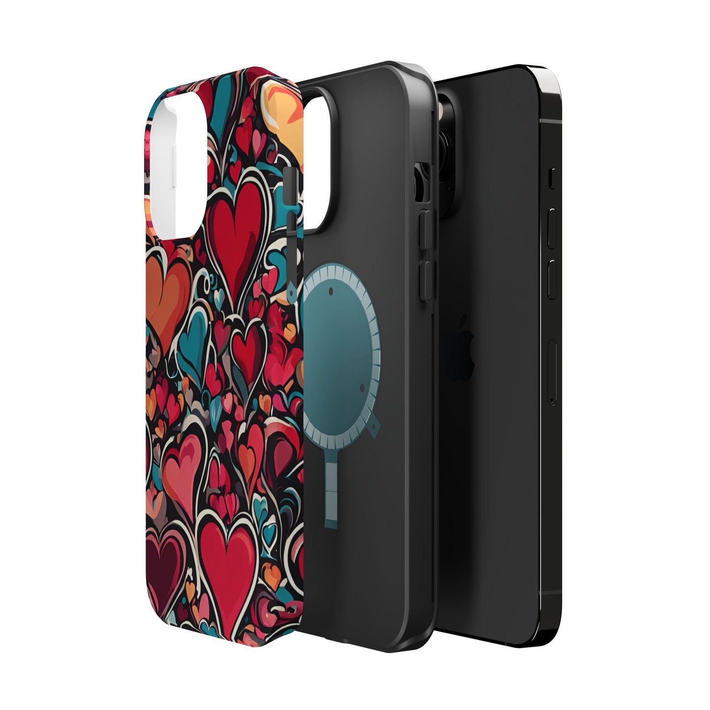 Vibrant Multicolor Heart Art – MagSafe-Compatible iPhone Case