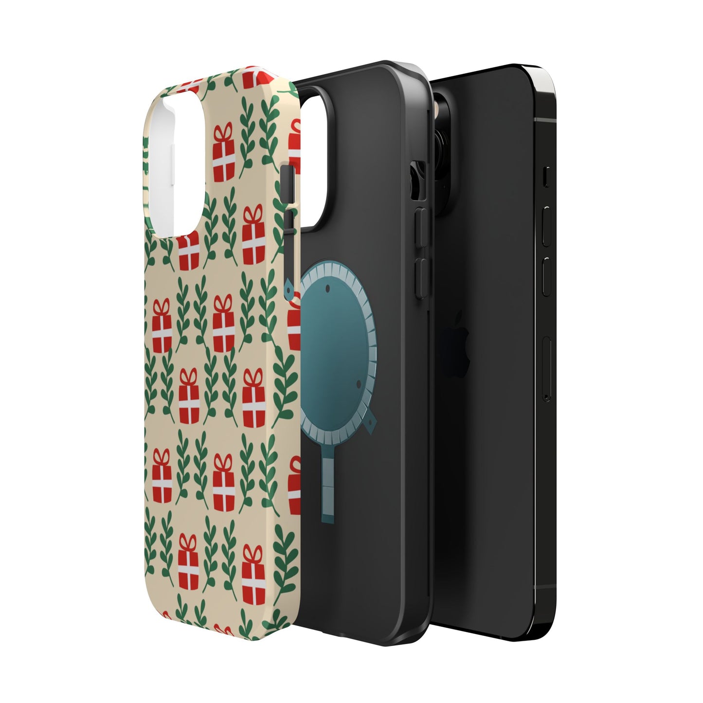 MagSafe iPhone Case: Holiday Cheer – Red Gifts & Green Leaves