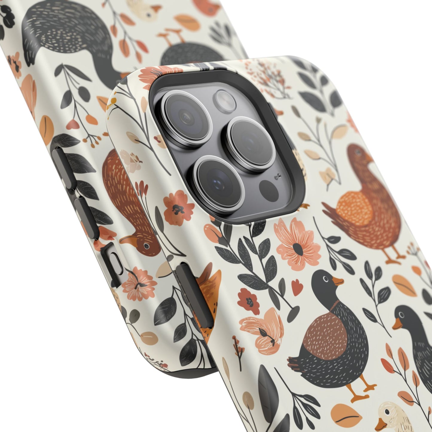 MagSafe iPhone Case: Vintage Duck – Floral & Leaf Design