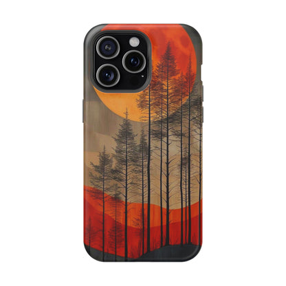 Moody Forest Moonrise MagSafe iPhone Case – Dark Landscape Design, Dual-Layer Protection