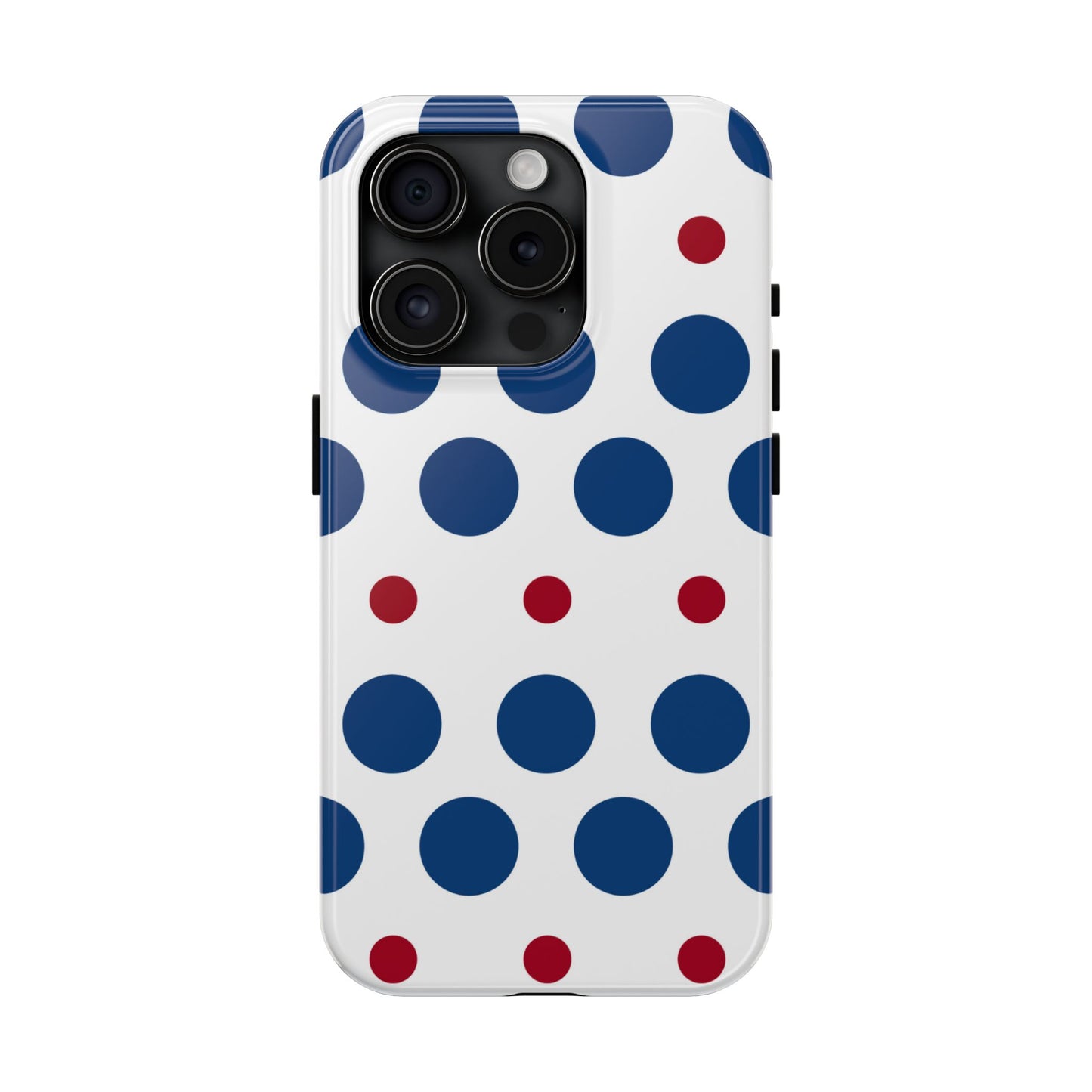 Bold Navy & Red Polka Dot Pattern – iPhone Case