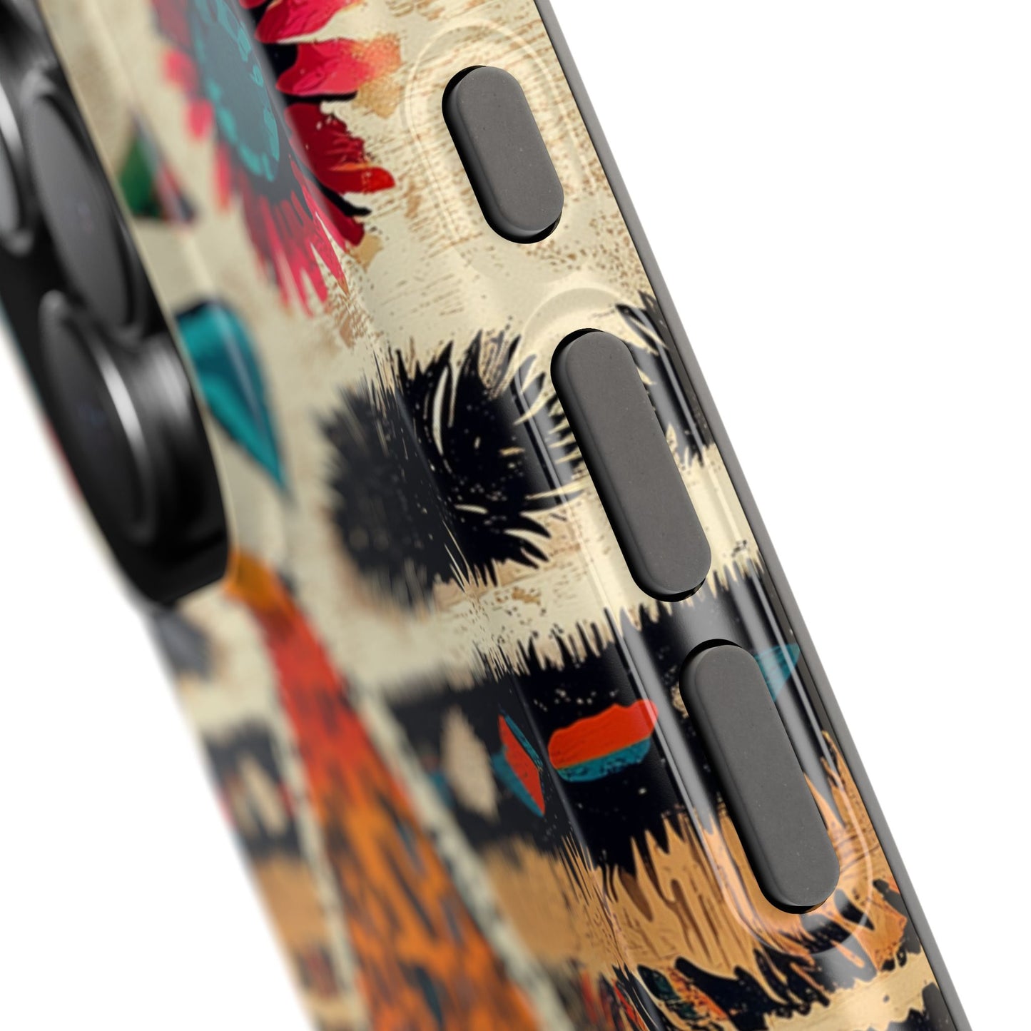 Wild Boho Leopard Print & Floral Tough MagSafe iPhone Case – Eclectic Tribal Design, Dual-Layer Protection