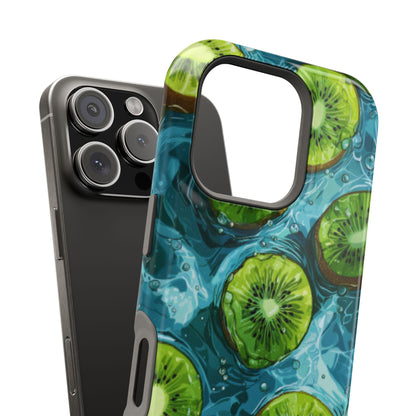 Tropical Kiwi Splash MagSafe iPhone Case – Tough Dual-Layer, Vibrant Summer Design