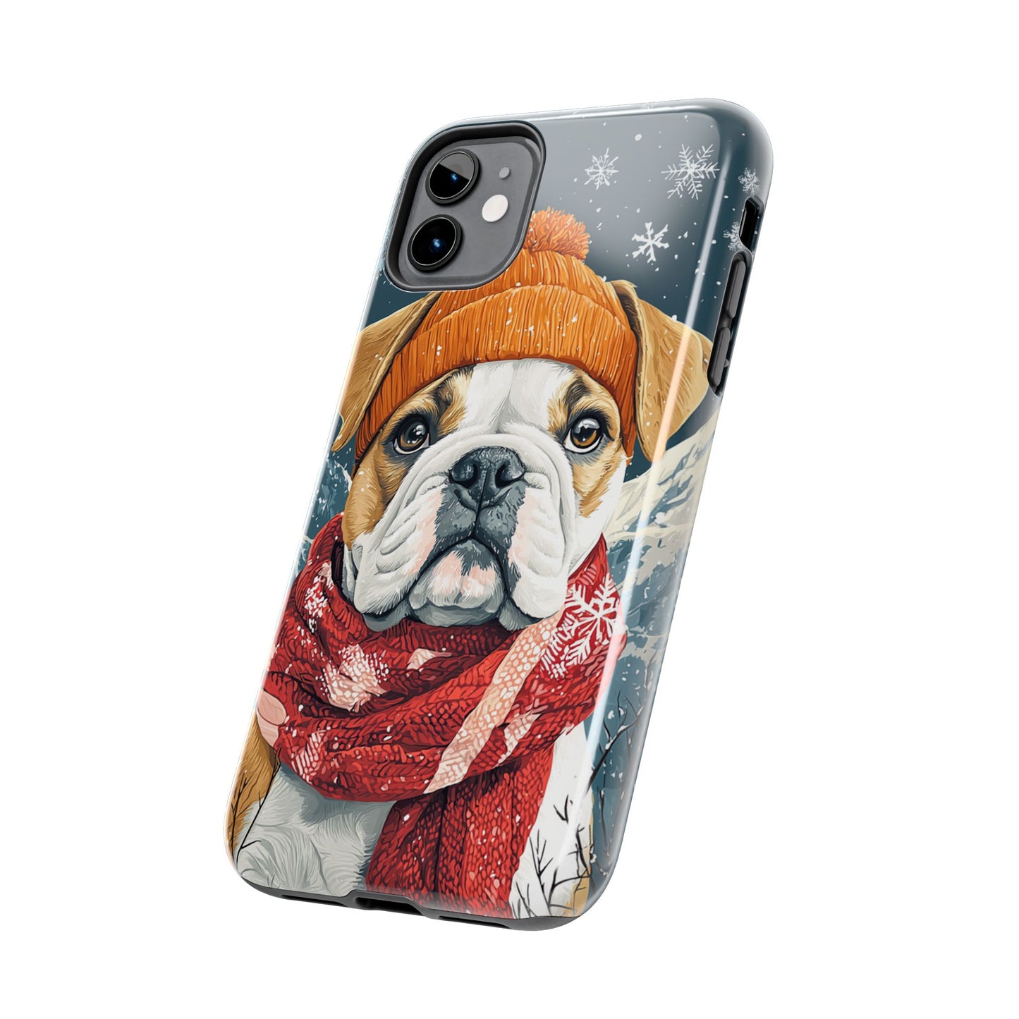 Cozy French Bulldog iPhone Case – Rustic Fireplace Protective Cover