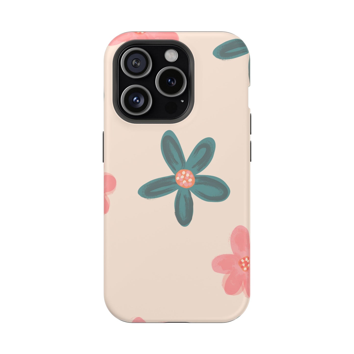 Vintage Floral Tough MagSafe iPhone Case – Soft Matte Finish with Dual-Layer Protection