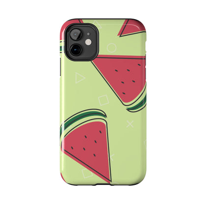 Watermelon Slice iPhone Case – Fresh & Fun Design with Retro Geometric Pattern