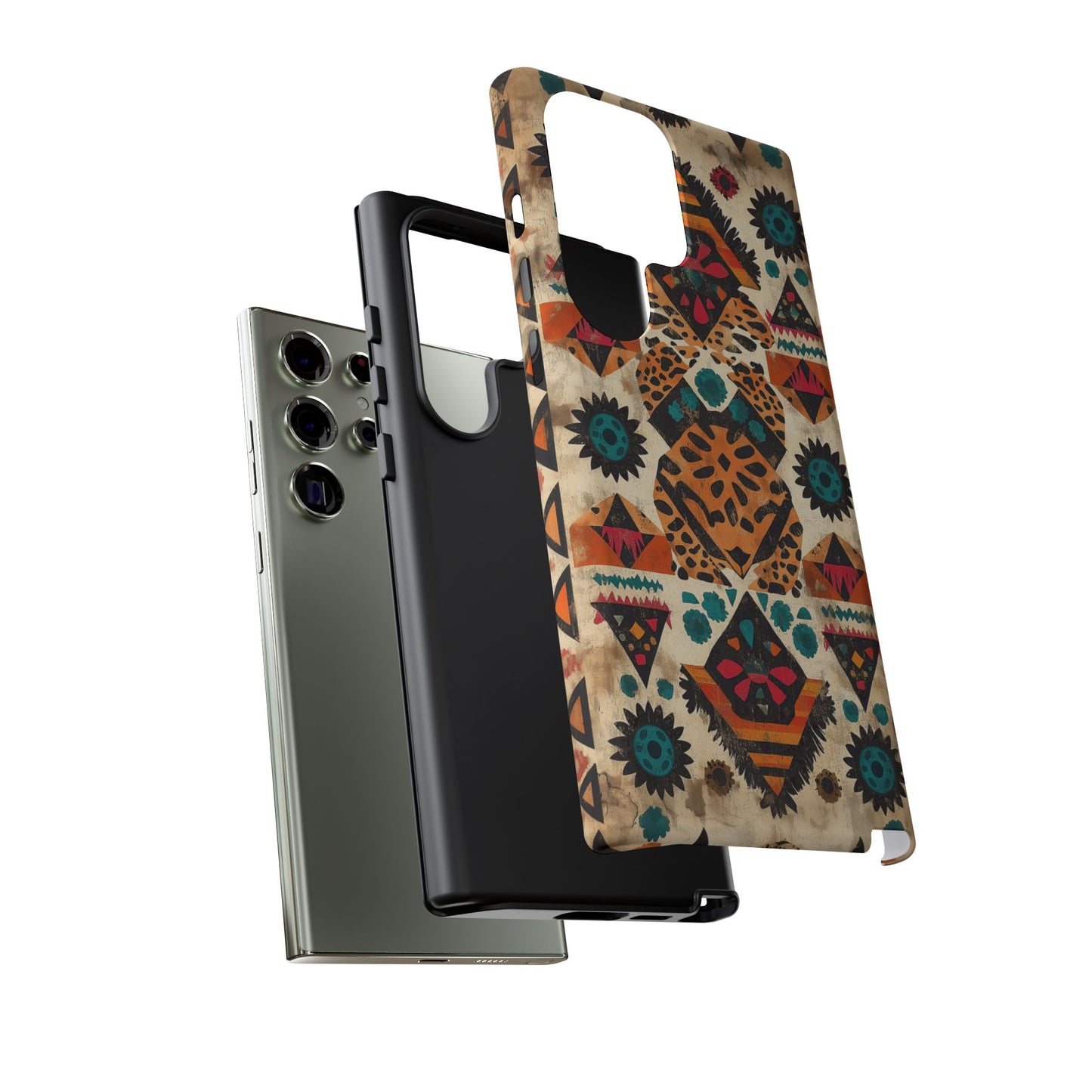 Bohemian Leopard & Tribal Floral Tough Samsung Galaxy Case – Vibrant Eclectic Design, Dual - Layer Protection - BOGO Cases