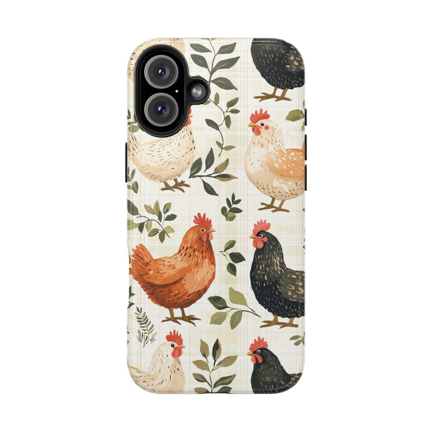 iPhone Case: Vintage Chicken Farmhouse Case – Rustic Leaves Design