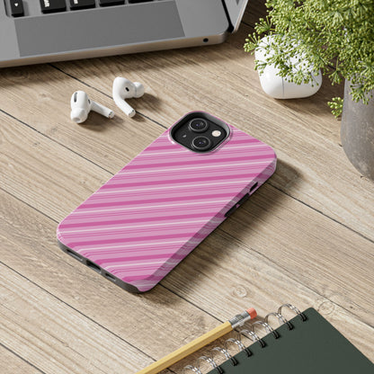 iPhone Case - Pretty in Pink Stripes Design