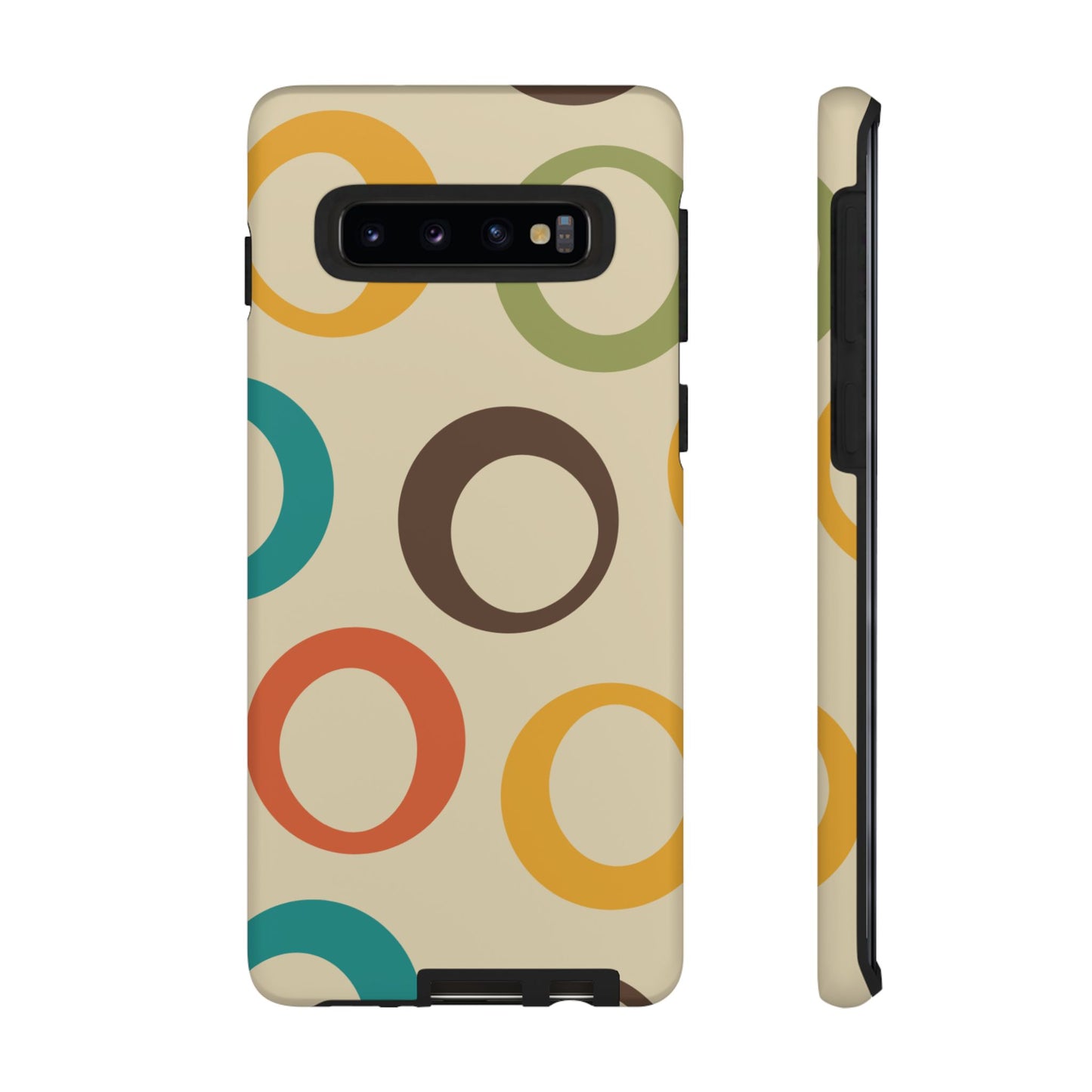 Retro Colorful Rings Samsung Galaxy Case – Shockproof, Matte Finish, Dual-Layer Protection