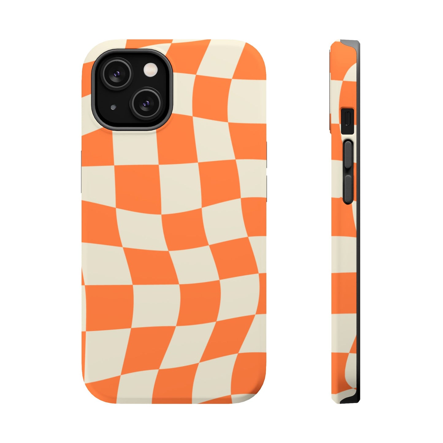 Wavy Retro Checkerboard MagSafe iPhone Case – Shockproof, Matte Finish, Dual-Layer Protection