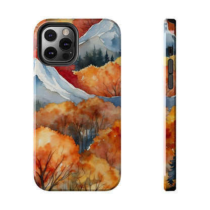 Autumn Mountain Forest Watercolor - iPhone Case