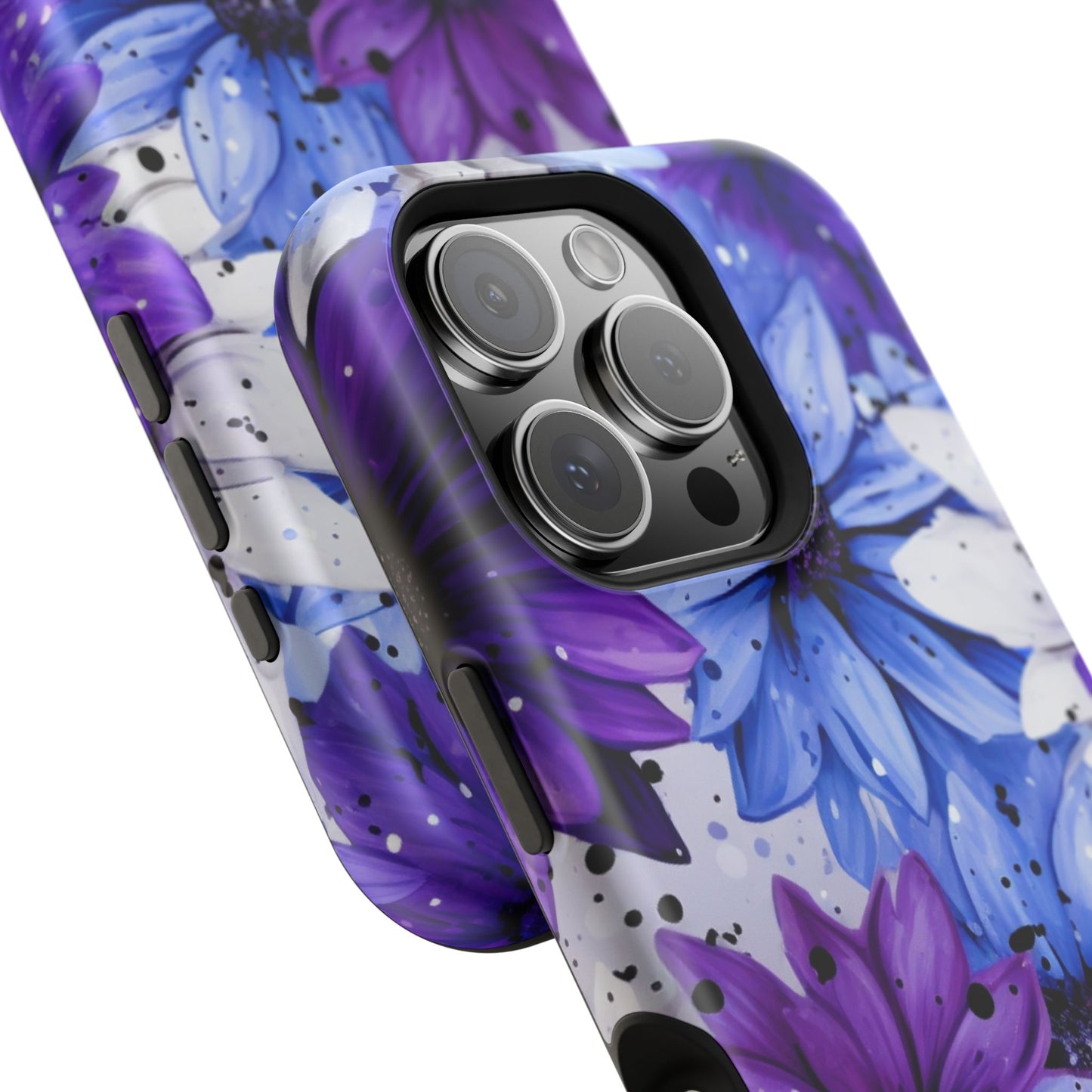 Vibrant Purple & Blue Floral Splash - MagSafe iPhone Series Case