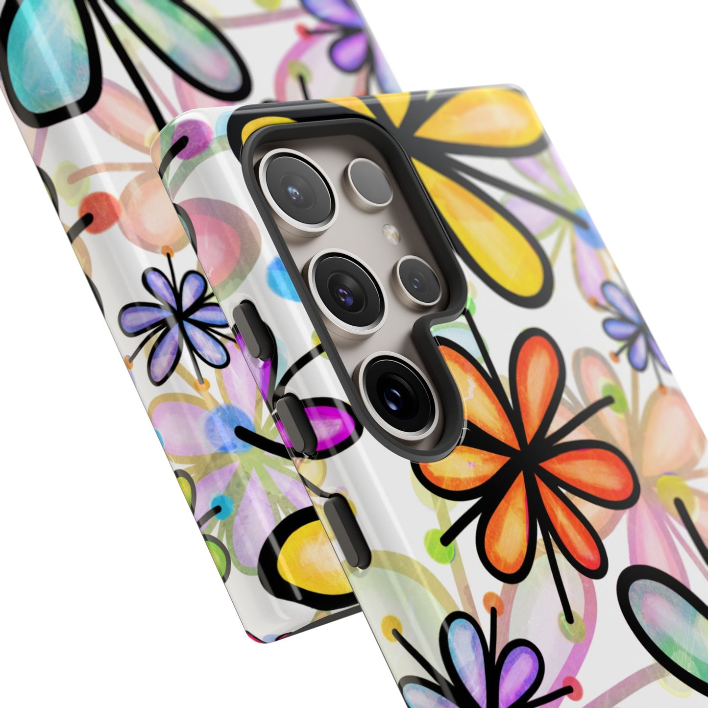 Retro Floral Pop Samsung Galaxy Case – Ultra-Slim Design, High-Gloss Finish