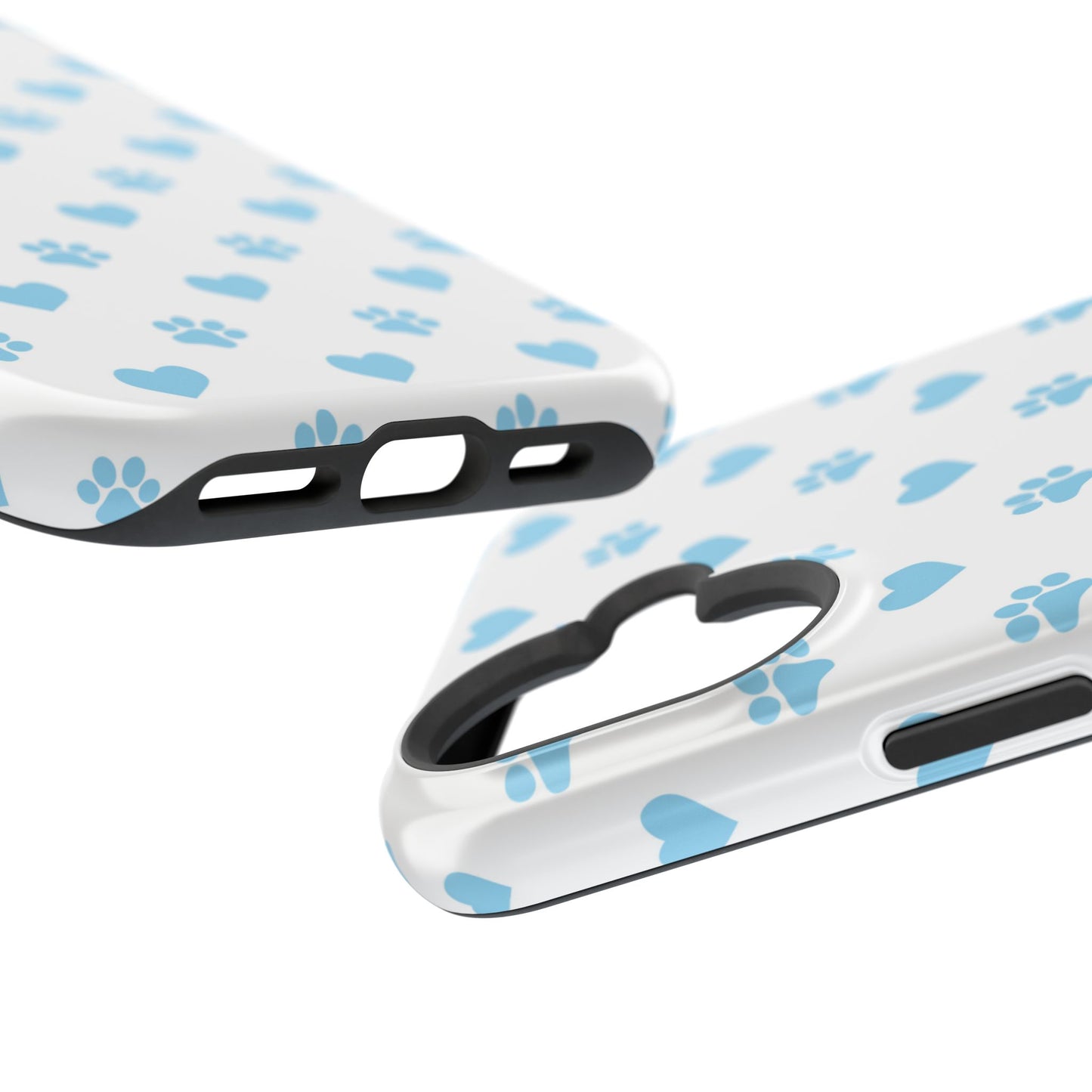 Blue Paw Prints & Hearts – MagSafe iPhone Case with Adorable Pet-Lover Design