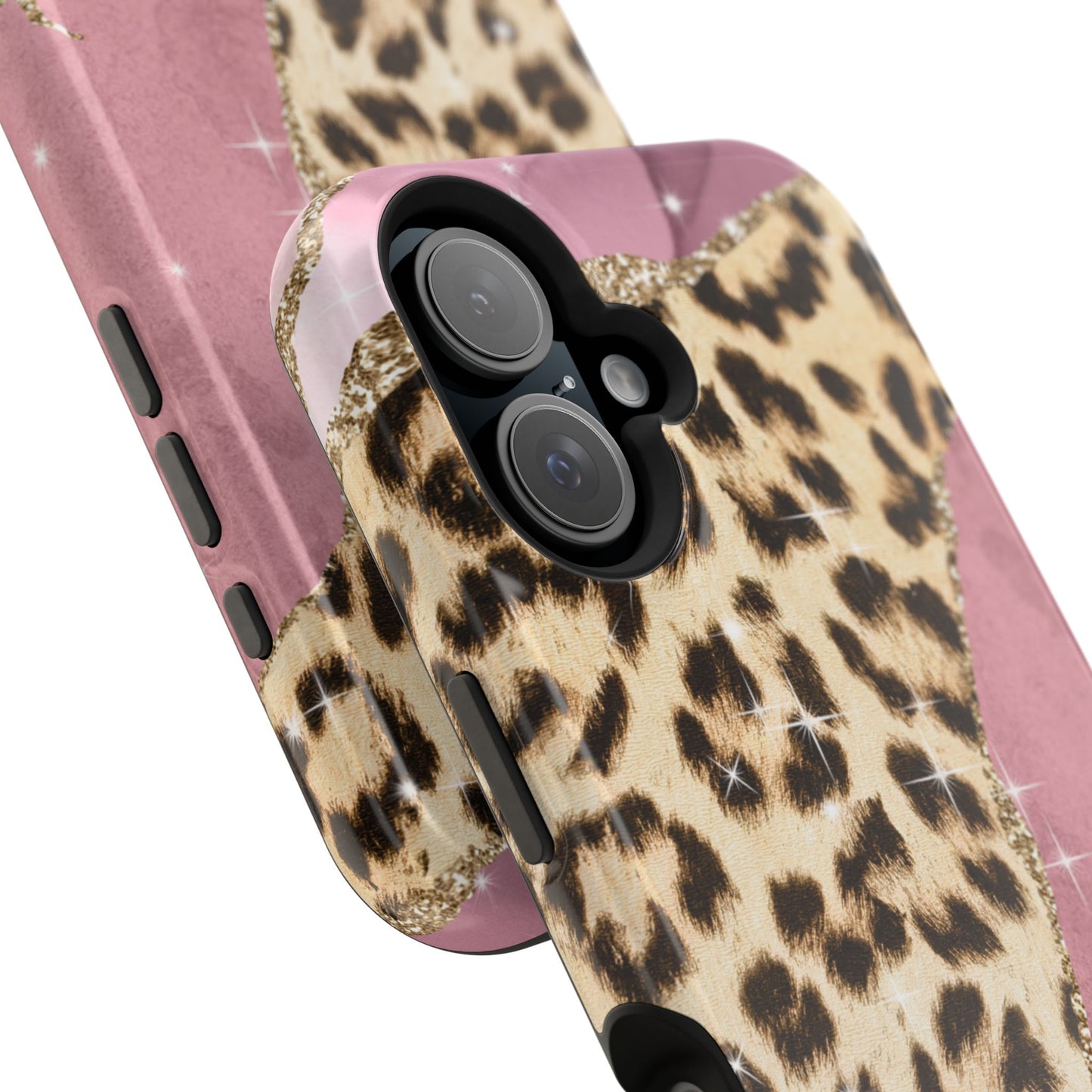 Pink Glam Leopard - MagSafe iPhone Series Case with Glitter Accents