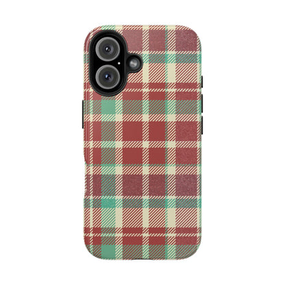 Red & Cream Vintage Plaid – Durable & Stylish iPhone Case