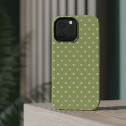 Sage Green Polka Dots – MagSafe iPhone Case