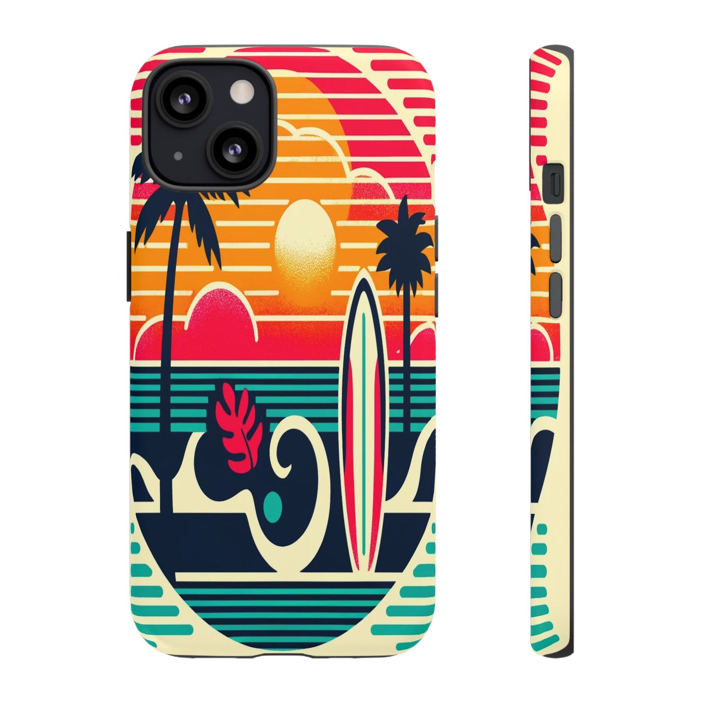 Retro Beach Vibes iPhone Case - Sunset Surfing Protective Cover