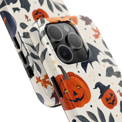 Spooky Halloween iPhone Case – Pumpkins, Bats, and Spider Design