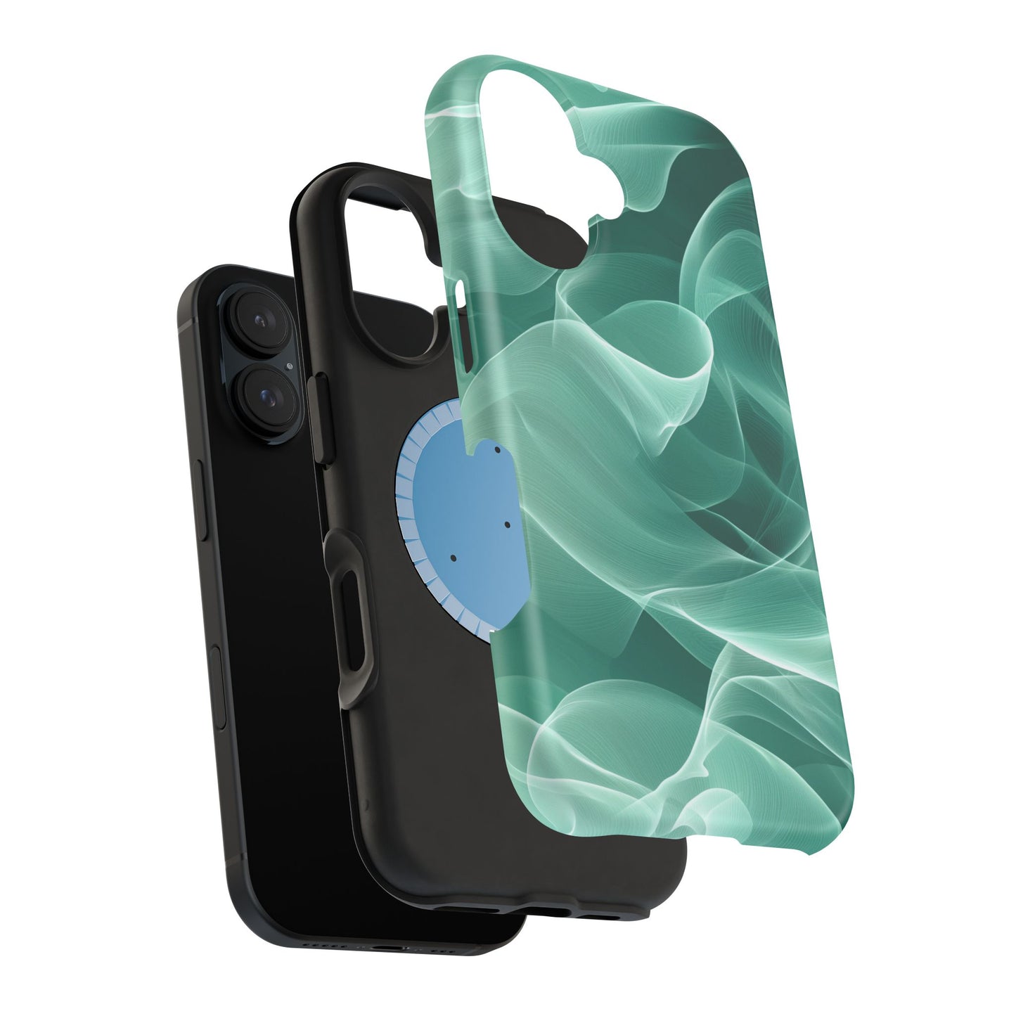 Emerald Flow MagSafe iPhone Case – Translucent Green Fabric-Inspired Design