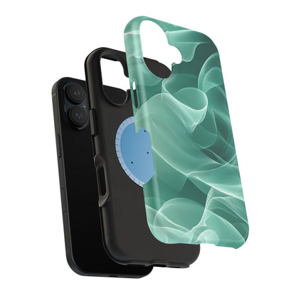 Emerald Flow MagSafe iPhone Case – Translucent Green Fabric-Inspired Design