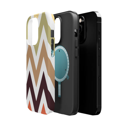 Earthy Chevron MagSafe iPhone Case – Boho-Inspired Design with Dual-Layer Protection