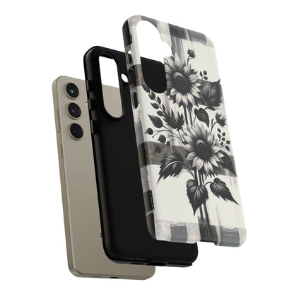 Black/White Sunflower Plaid Phone Case