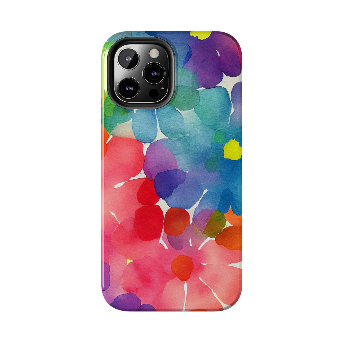 Rainbow Bloom Watercolor iPhone Case – Slim Design, Glossy Finish