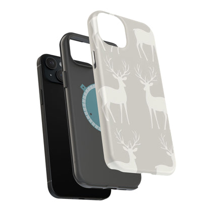 Elegant White Reindeer Pattern – MagSafe iPhone Series Case