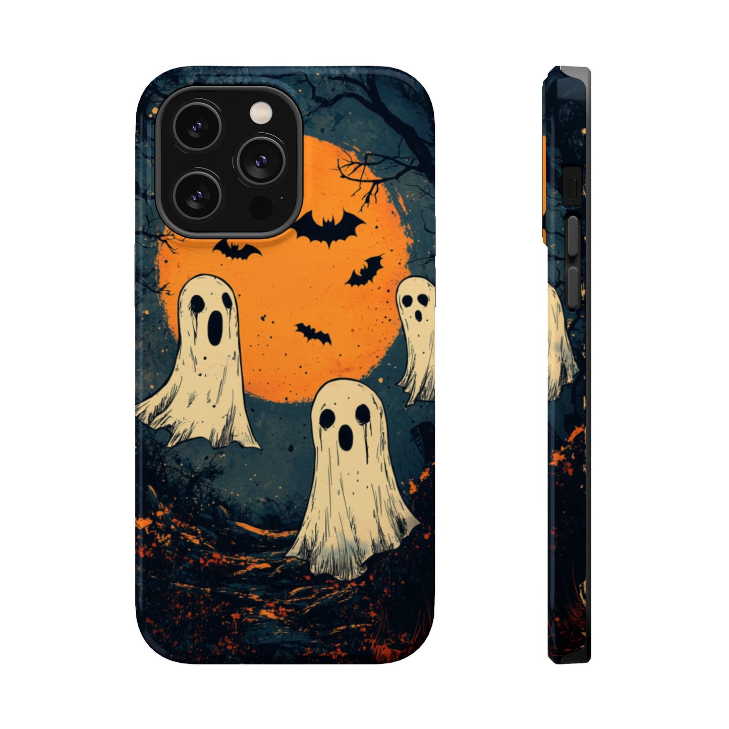 Haunted Ghosts & Full Moon MagSafe iPhone Case – Spooky Halloween Design