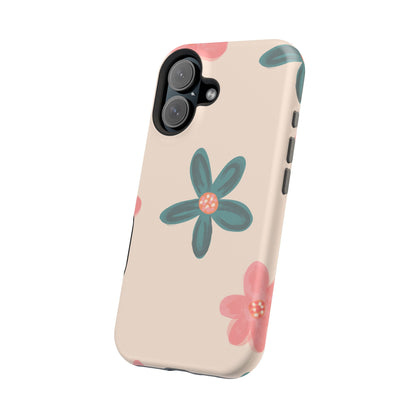 Vintage Floral Tough MagSafe iPhone Case – Soft Matte Finish with Dual-Layer Protection