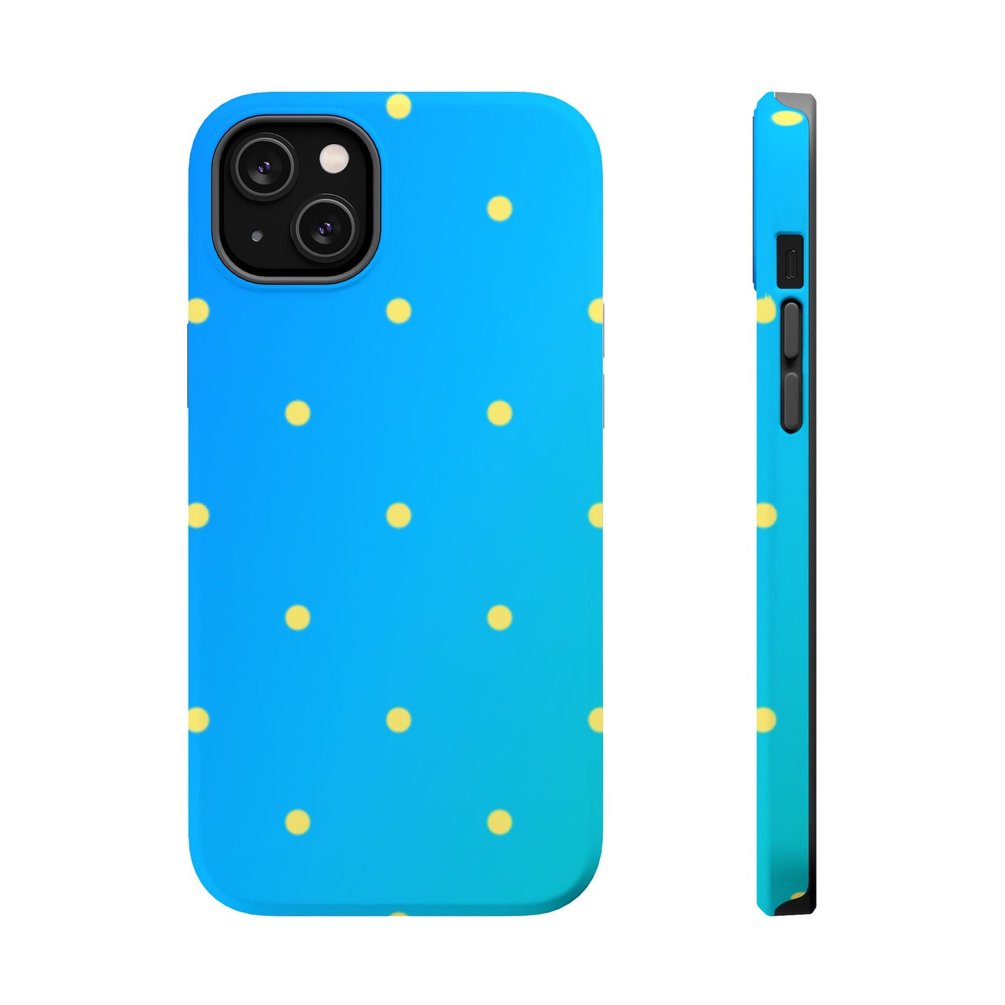 Blue Ocean Gradient Polka Dots MagSafe iPhone Case – Shockproof, Smooth Matte Finish, Dual-Layer Design