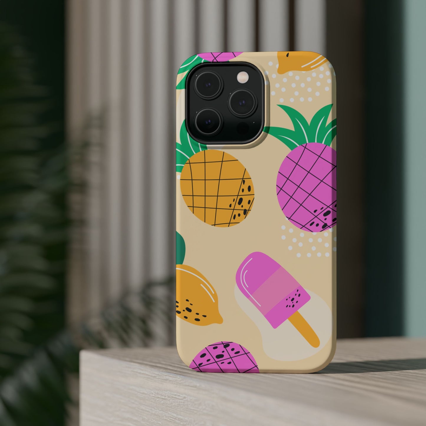 Tropical Pop MagSafe iPhone Case – Fun Pineapple & Lemon Design with Vibrant Summery Colors